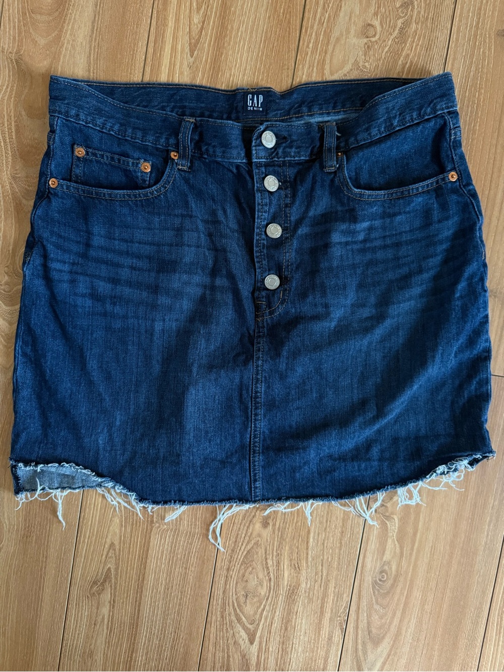 Gap Button Front Denim Mini Skirt in Blue